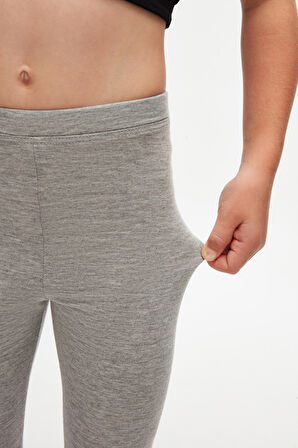 Gri Basic Kız Çocuk Yazlık Tayt