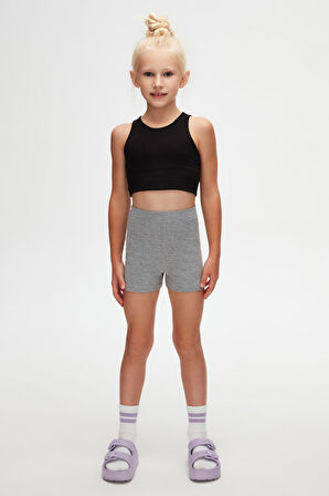 Gri Basic Kız Çocuk Dans Şort