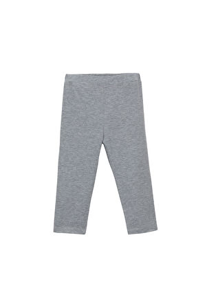 Açık Gri Basic Kız Çocuk Diz Altı Tayt Kapri