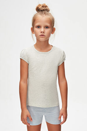 Ay Grisi Basic Kız Çocuk Sıfır Yaka Karpuz Kol Tişört