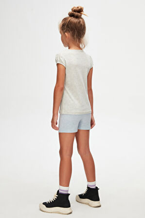 Ay Grisi Basic Kız Çocuk Sıfır Yaka Karpuz Kol Tişört