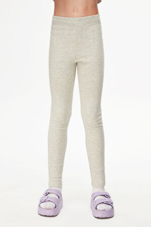 Açık Gri Melanj Basic Kız Çocuk Kışlık Tayt