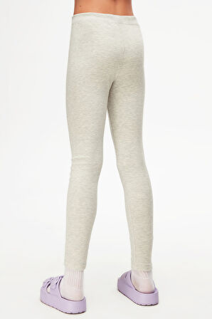 Açık Gri Melanj Basic Kız Çocuk Kışlık Tayt