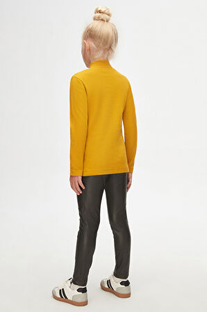 Hardal Basic Kışlık Yarım Balıkçı Yaka Uzun Kollu Kız Çocuk Tişört