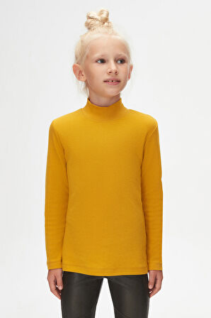 Hardal Basic Kışlık Yarım Balıkçı Yaka Uzun Kollu Kız Çocuk Tişört