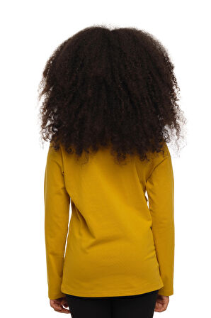 Hardal Basic Unisex Çocuk Mevsimlik Sıfır Yaka Uzun Kollu Tişört