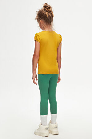 Hardal Basic Kız Çocuk Sıfır Yaka Karpuz Kol Tişört