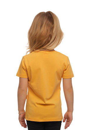 Kavun Sarı Basic Unisex Çocuk Sıfır Yaka Kısa Kollu Tişört