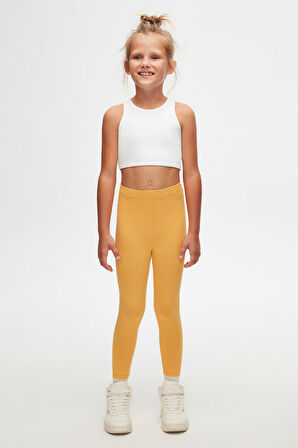 Kavun Sarı Basic Kız Çocuk Yazlık Tayt