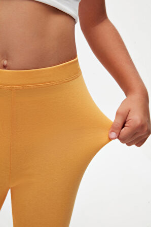 Kavun Sarı Basic Kız Çocuk Yazlık Tayt