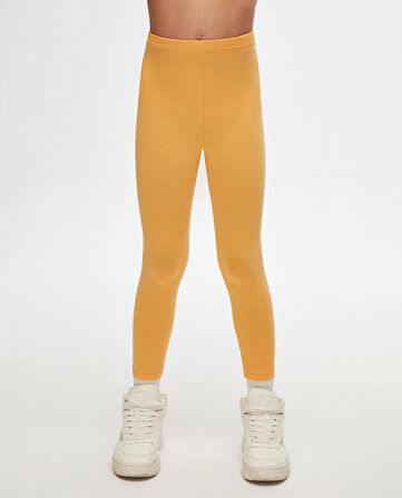 Kavun Sarı Basic Kız Çocuk Yazlık Tayt