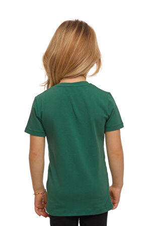 Deniz Yeşili Basic Unisex Çocuk Sıfır Yaka Kısa Kollu Tişört
