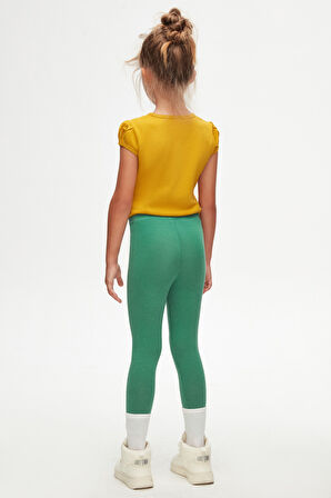 Deniz Yeşili Basic Kız Çocuk Yazlık Tayt