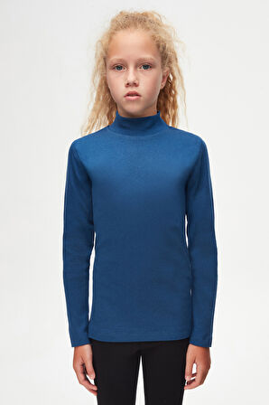 İndigo Basic Kışlık Yarım Balıkçı Yaka Uzun Kollu Kız Çocuk Tişört