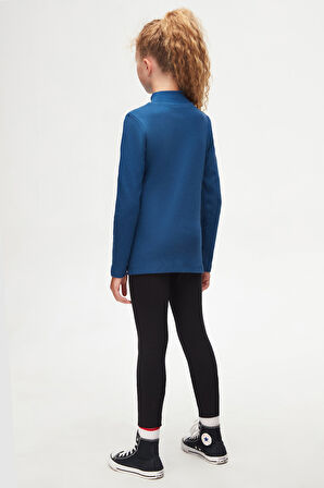 İndigo Basic Kışlık Yarım Balıkçı Yaka Uzun Kollu Kız Çocuk Tişört