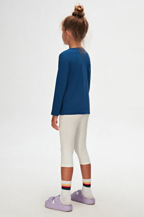 İndigo Basic Unisex Çocuk Mevsimlik Sıfır Yaka Uzun Kollu Tişört