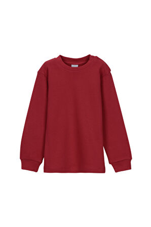 Kırmızı Basic Kız Bebek Çıtçıtlı Yaka Kışlık Uzun Kollu Tişört