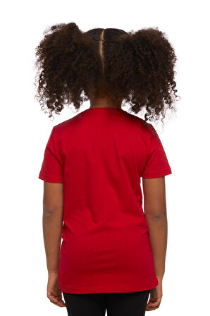 Açık Kırmızı Basic Unisex Çocuk Sıfır Yaka Kısa Kollu Tişört