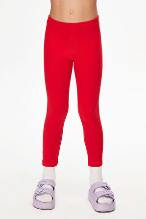 Açık Kırmızı Basic Kız Çocuk Kışlık Tayt