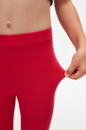 Açık Kırmızı Basic Kız Çocuk Yazlık Tayt