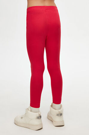 Açık Kırmızı Basic Kız Çocuk Yazlık Tayt