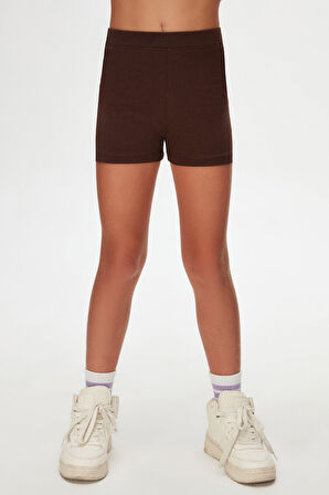 Kahverengi Basic Kız Çocuk Dans Şort