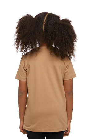 Sütlü Kahve Basic Unisex Çocuk Sıfır Yaka Kısa Kollu Tişört