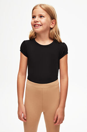 Sütlü Kahve Basic Kız Çocuk Yazlık Tayt