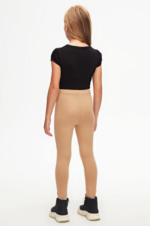 Sütlü Kahve Basic Kız Çocuk Yazlık Tayt