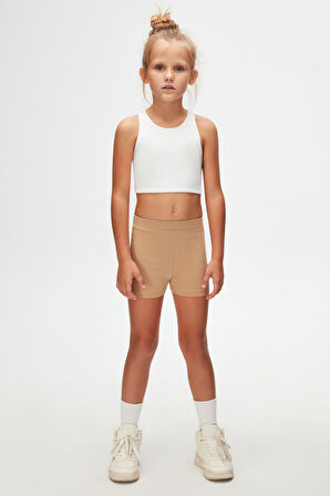 Sütlü Kahve Basic Kız Çocuk Dans Şort