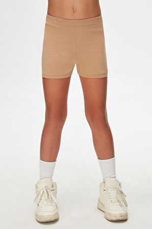 Sütlü Kahve Basic Kız Çocuk Dans Şort