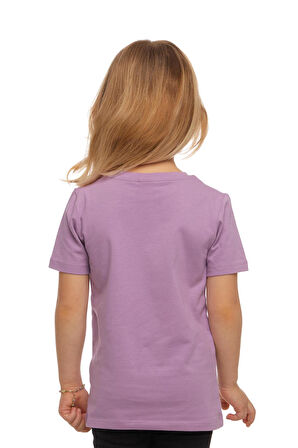 Lila Basic Unisex Çocuk Sıfır Yaka Kısa Kollu Tişört