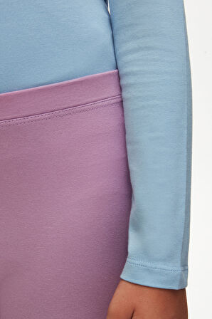 Lila Basic Kız Çocuk Diz Altı Tayt Kapri