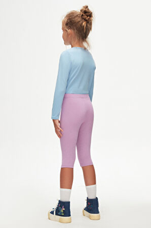 Lila Basic Kız Çocuk Diz Altı Tayt Kapri