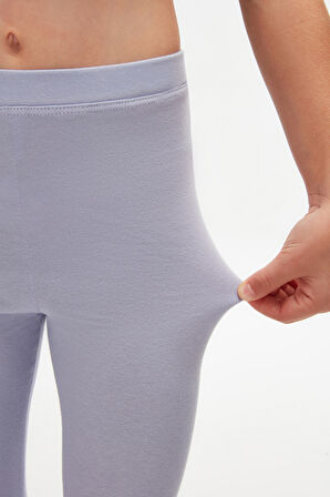 Açık Lila Basic Kız Çocuk Yazlık Tayt