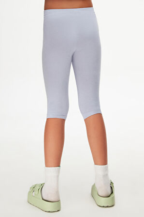 Açık Lila Basic Kız Çocuk Diz Altı Tayt Kapri