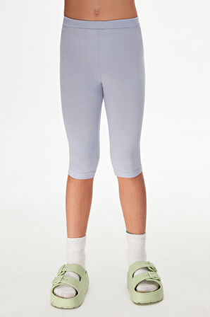 Açık Lila Basic Kız Çocuk Diz Altı Tayt Kapri