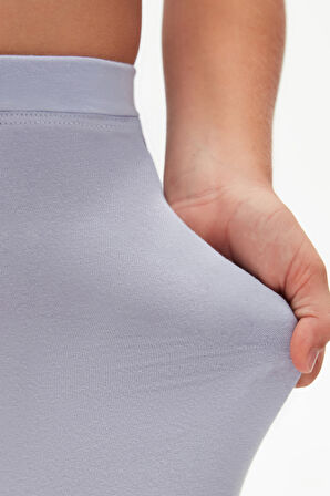 Açık Lila Basic Kız Çocuk Diz Altı Tayt Kapri