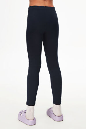 Koyu Lacivert Basic Kız Çocuk Kışlık Tayt