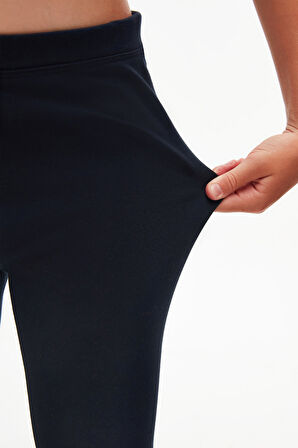 Koyu Lacivert Basic Kız Çocuk Kışlık Tayt