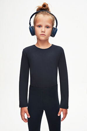 Koyu Lacivert Basic Kız Çocuk Yazlık Tayt