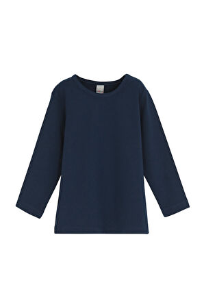 Açık Lacivert Basic  Çıtçıtlı Uzun Kollu Bebek Tişört