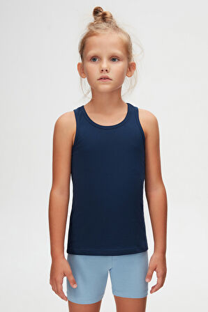 Açık Lacivert Basic Kız Çocuk Yüzücü Atlet