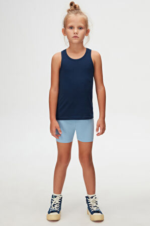 Açık Lacivert Basic Kız Çocuk Yüzücü Atlet