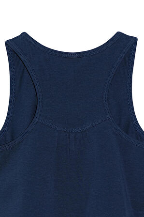 Açık Lacivert Basic Kız Çocuk Arka Büzgülü Yüzücü Atlet