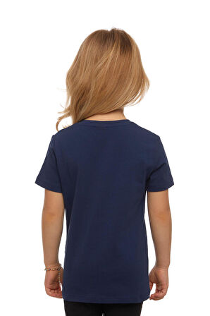 Açık Lacivert Basic Unisex Çocuk Sıfır Yaka Kısa Kollu Tişört