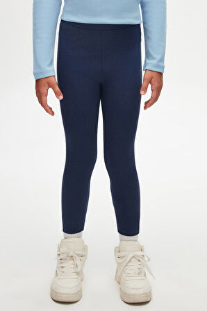 Açık Lacivert Basic Kız Çocuk Kışlık Tayt