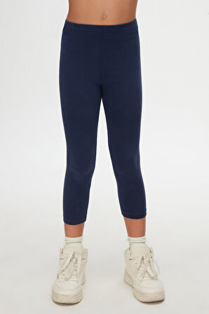 Açık Lacivert Basic Kız Çocuk Yazlık Tayt