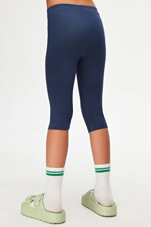 Açık Lacivert Basic Kız Çocuk Diz Altı Tayt Kapri