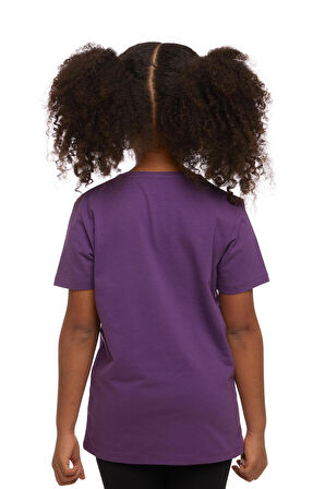 Mor Basic Unisex Çocuk Sıfır Yaka Kısa Kollu Tişört